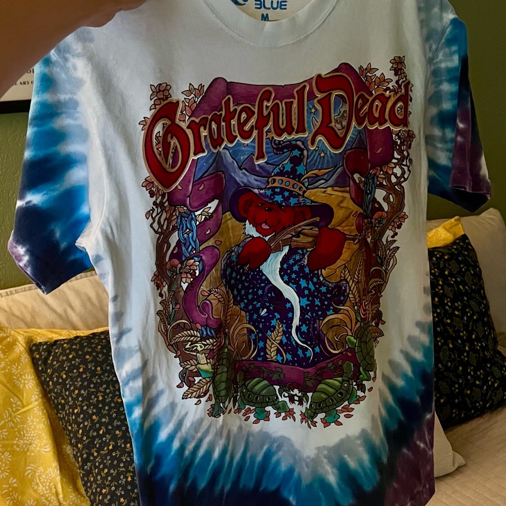 Grateful Dead Psychedelic Tie-Dye T-Shirt - Blue and White Size M